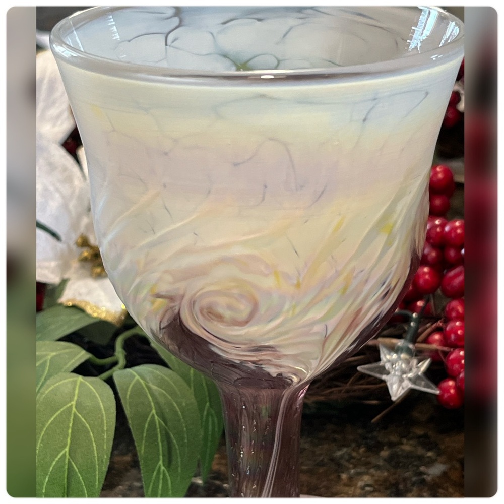 Ron Hinkle-Glass Art Hand Blown/Hand Signed-2004 Wine Goblet-Rare. - Picture 3 of 9